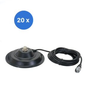 A doboz 20 darabos mágneses alapot tartalmazó PNI 145/PL 145mm 4m-es kábelt és PL259 csatlakozót tartalmaz
