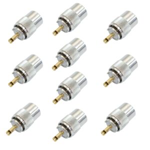 10 db PNI PL259 dugós készlet RG213 kábelhez, arany központi tű 9 mm