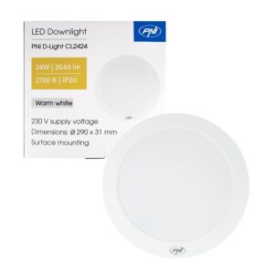 PNI D-Light CL2424 24W LED mennyezeti lámpa, kerek, 2700K, 230V tápellátás, 2640 lm, meleg fehér, átmérő 29 cm