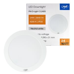 LED mennyezeti lámpa PNI D-Light CL2425 24W, kerek, 4200K, 230V tápegység, 2640 lm, semleges fehér, átmérő 29 cm