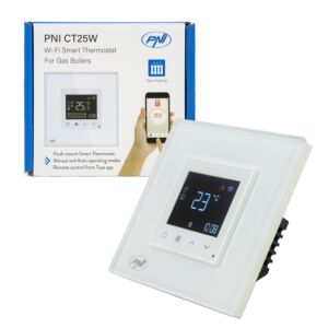 PNI CT25W WiFi intelligens termosztát gáz központi fűtéshez, süllyesztett szereléshez, 16A, vezérlés a Tuya Sm alkalmazásból