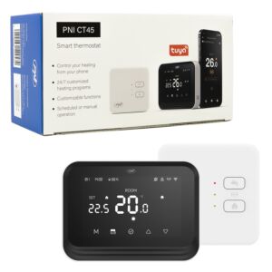 Intelligens termosztát PNI CT45 vezeték nélküli, WiFi-vel, internetvezérléssel, fűtőberendezésekhez, TuyaSmart APP