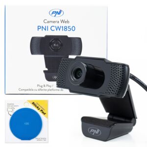 PNI CW1850 Full HD 1080P 2MP webkamera csomag, USB, rögzítő és öntapadós pad kék színben
