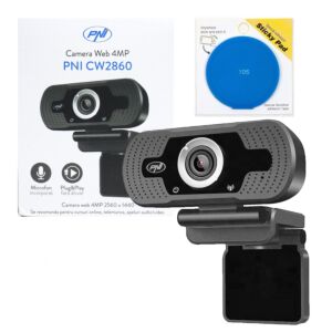 PNI CW2860 Full HD 4MP webkamera csomag, USB, csipesszel, beépített mikrofonnal és kék öntapadós betéttel