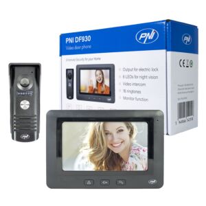 PNI DF930 videó kaputelefon 1 monitorral, 7 hüvelykes LCD képernyő, 800x480, elektromágneses yala kimenet, fekete