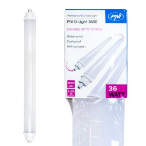 Lineáris LED világítótest PNI D-Light 3600, 36W, 6500k, tömített IP65, víz, por és korrózió elleni védelemmel,