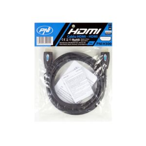 HDMI kábel PNI H300 Nagy sebességű 1.4V, plug-in, Ethernet, aranyozott, 3m