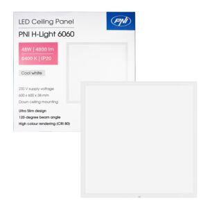 LED panel PNI H-Light 6060 48W, 600x600mm, 4800lm, 6400K, beltéri, süllyesztett, 4800lm, 6400K