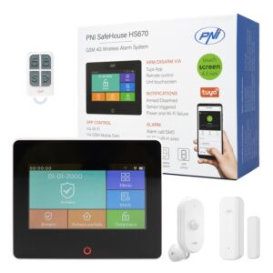 PNI SafeHouse HS670 WiFi GSM 4G vezeték nélküli riasztórendszer, színes érintőképernyővel, 99 vezeték nélküli zónával, 5 telefonszámot támogat