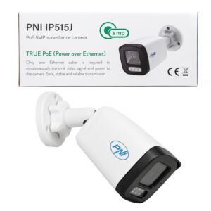 Videó megfigyelő kamera PNI IP515J POE, bullet 5MP, 2,8mm, kültéri, fehér