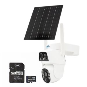 PNI IP894 GSM 4G PTZ videófigyelő kamera csomag és PNI 128GB MicroSD memóriakártya