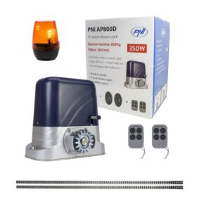 A PNI AP800D kapuautomatizálási készlet 4 m-es motortartót, fotocellákat, távirányítót, lámpát, 230V 1100 N és 8
