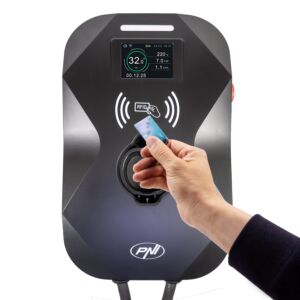 PNI KW22 töltőállomás, 32A, 22KW, elektromos autókhoz, 85V - 415V, háromfázisú, 2-es típusú kábellel és 7 tűs csatlakozóval