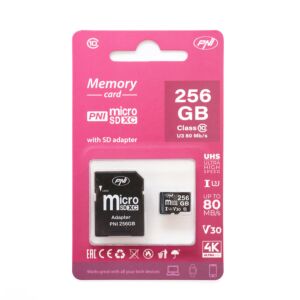 PNI 256 GB-os MicroSD memóriakártya SD adapterrel