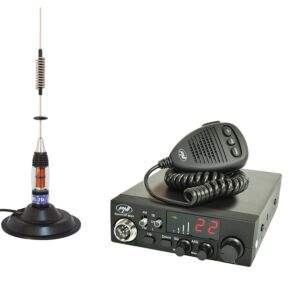 CB PNI ESCORT HP 8024 ASQ rádióállomás-csomag, 12-24 V, 40 csatornás, 4W + CB PNI ML70 antenna mágneses