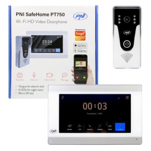 PNI SafeHome PT750 intelligens videó kaputelefon WiFi HD, P2P, beltéri monitor, dedikált Tuya Smart alkalmazás, integráció a következőbe: