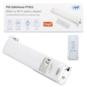 Intelligens motor függönyökhöz, PNI SafeHome PT923 WiFi függönyök, mellékelt távirányítóval, Tuya alkalmazással vezérelve