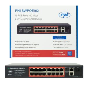 PNI SWPOE162 POE kapcsoló, 16 POE port 100 Mbps