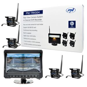 PNI TRK504 vezeték nélküli videó megfigyelő készlet kamion DVR-hez LCD monitorral és 4 kamerával