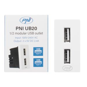 Tápcsatlakozó 2 x USB PNI UB20, 5V 2.4A