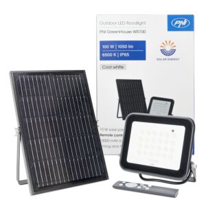 PNI GreenHouse WS100 100W LED reflektor napelemmel, 10000mAh akkumulátorral, távirányítóval, állítható időzítéssel és fényerővel