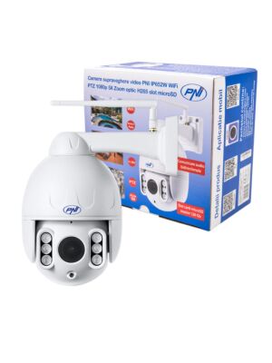 Videó megfigyelő kamera PNI IP652W WiFi PTZ 1080p 2MP 5X Optikai zoom H265 microSD slot Night Vision 50m IP66 Det riasztás