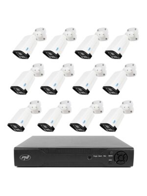 NVR PNI House IP716 videó megfigyelő csomag és 12 PNI IP125 kamera IP-vel, 5MP