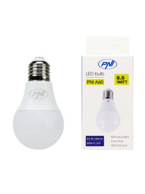 PNI A60 LED izzó, 8,5 W, 806 lm, 6500 W, E27 foglalat