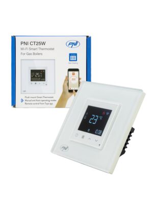 PNI CT25W WiFi intelligens termosztát gáz központi fűtéshez, süllyesztett szereléshez, 16A, vezérlés a Tuya Sm alkalmazásból