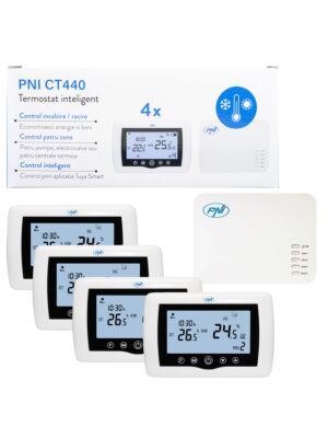 PNI CT440 vezeték nélküli intelligens termosztát, WiFi-vel, 4 zónás vezérlés interneten keresztül, fűtési rendszerekhez, szivattyúkhoz, elektromos fűtőberendezésekhez