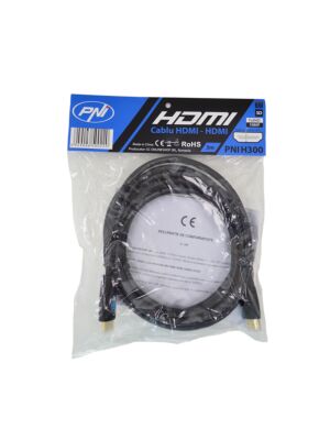 HDMI kábel PNI H300 Nagy sebességű 1.4V, plug-in, Ethernet, aranyozott, 3m