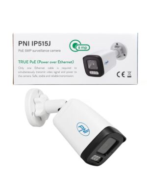 Videó megfigyelő kamera PNI IP515J POE, bullet 5MP, 2,8mm, kültéri, fehér