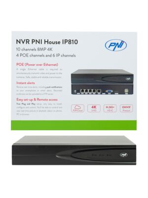 NVR PNI House IP810 10 4K csatornával, 4 POE csatornával és 6 IP csatornával