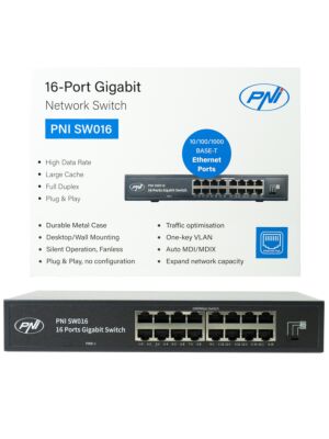 PNI SW016 kapcsoló, 16 x 10/100/1000 Mbps, Gigabit, fém ház