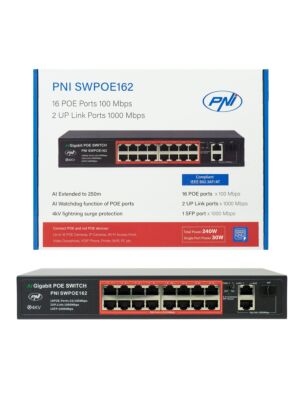 PNI SWPOE162 POE kapcsoló, 16 POE port 100 Mbps