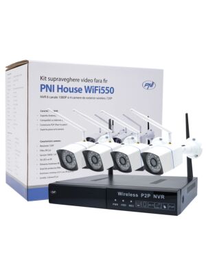Videófelügyeleti készlet PNI House WiFi550 NVR és 4 vezeték nélküli kamera, 1.0MP