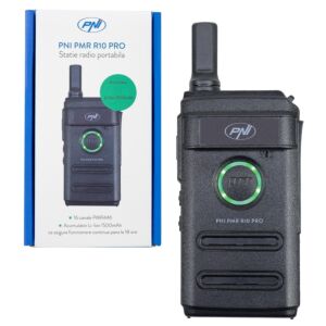 PNI PMR R10 PRO hordozható rádióállomás, töltő nélkül, 446MHz, 0,5W, 16 programozható csatorna, 16 PMR és 50 CTCSS hang
